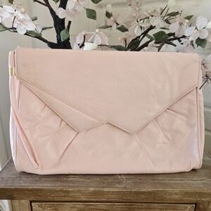 Vtg 80s Blush Pink Wristlet Envelope Purse, Clutch Bag, Party